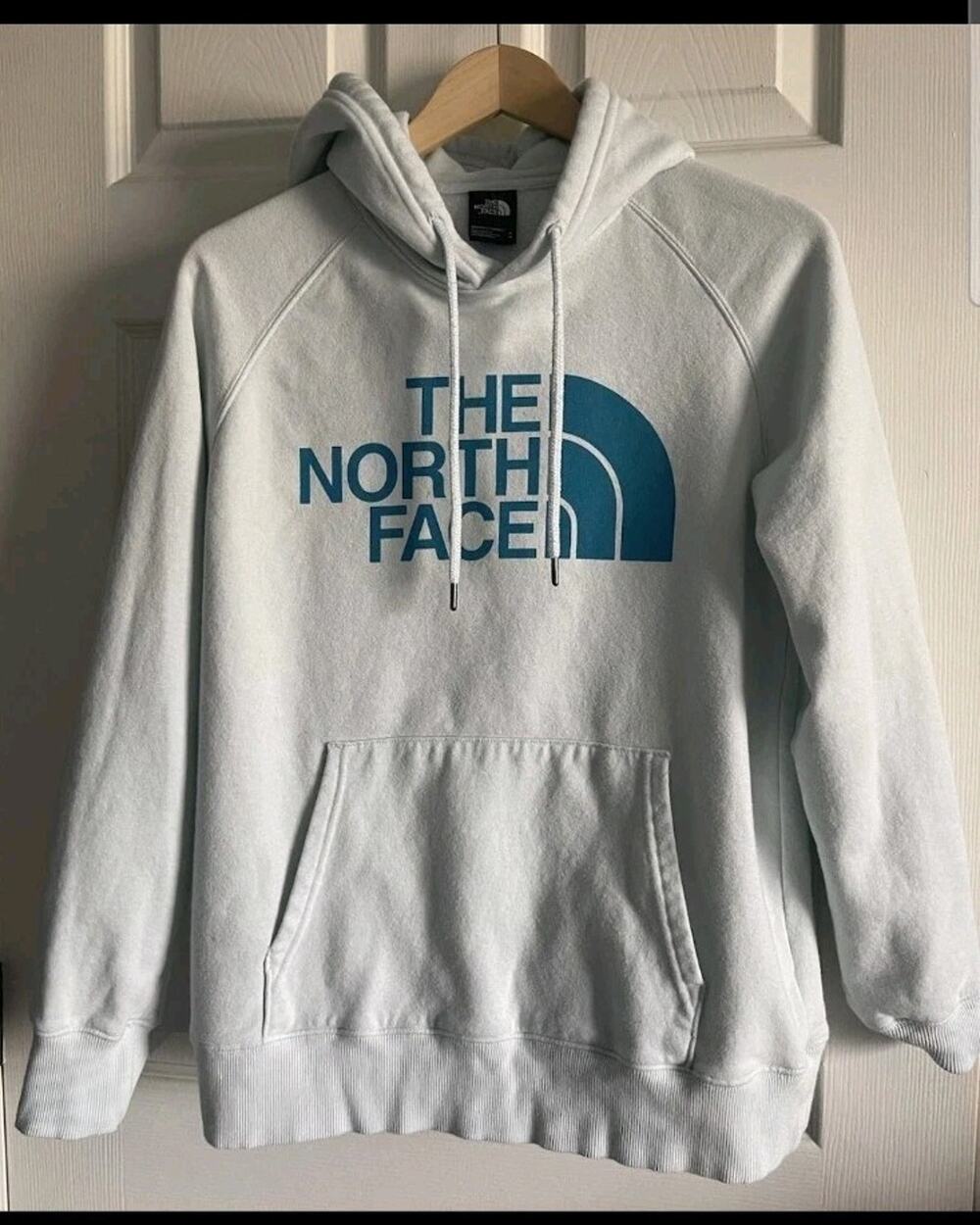 The North Face light Blue Women Long Sleeve Drawstring Hoodie Sweatshirt Size M